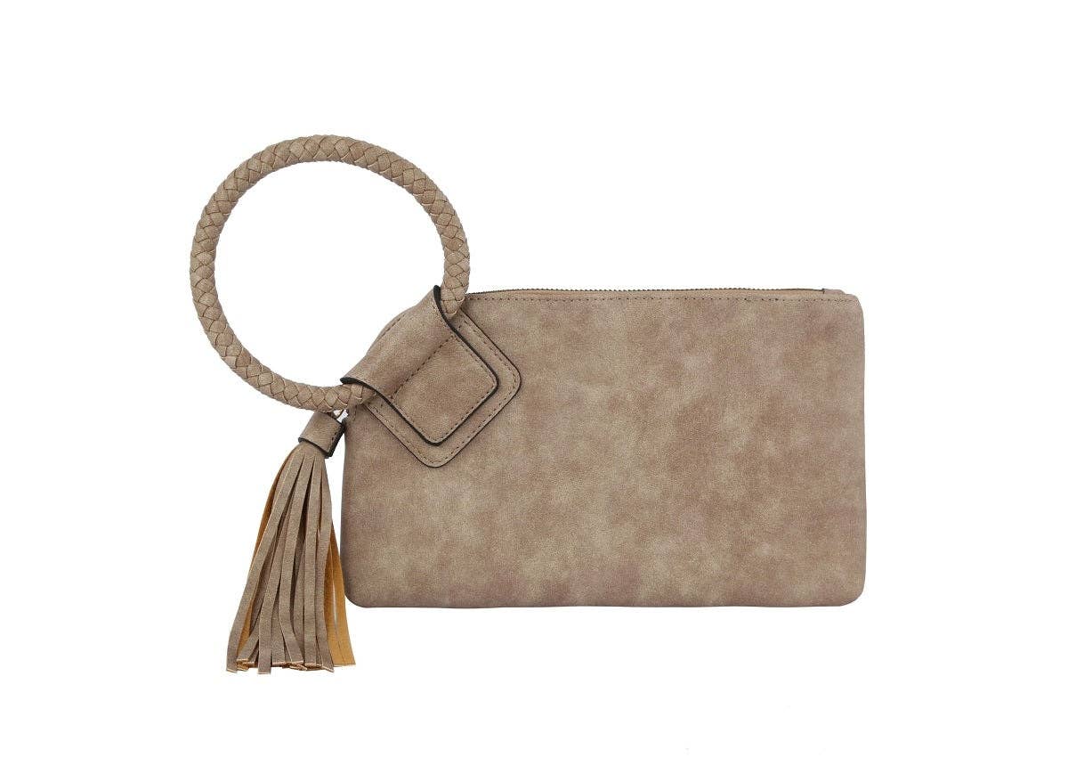 Boho Vegan Leather Wristlet/Clutch