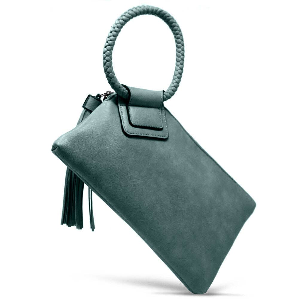 Boho Vegan Leather Wristlet/Clutch