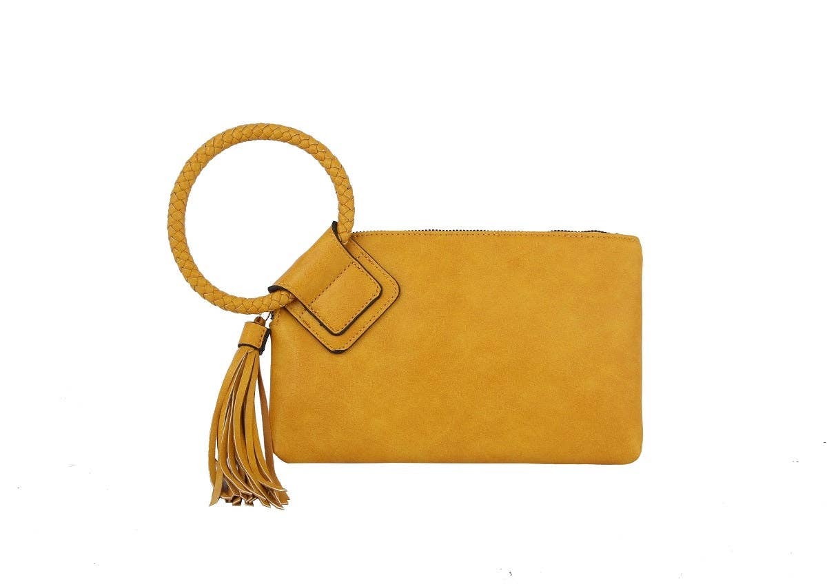 Boho Vegan Leather Wristlet/Clutch
