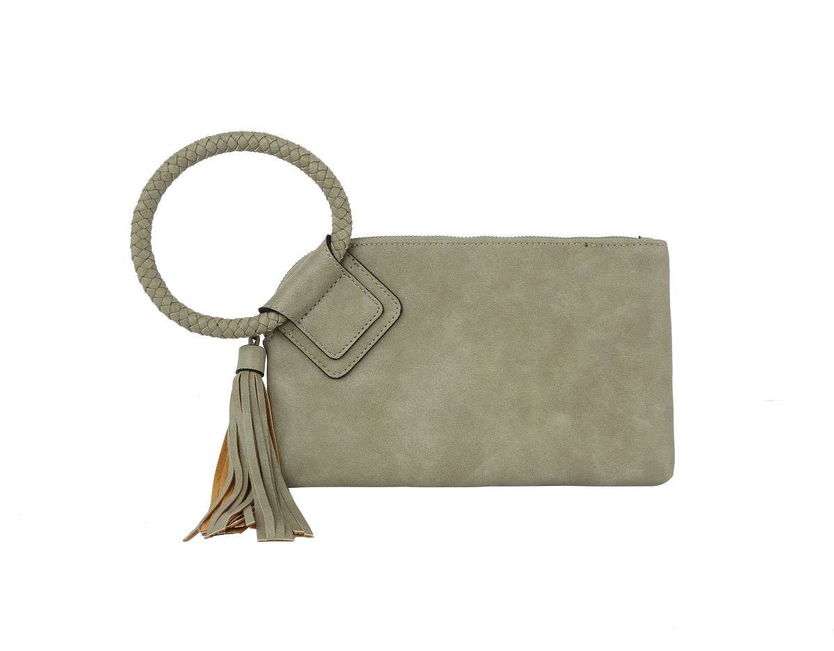 Boho Vegan Leather Wristlet/Clutch