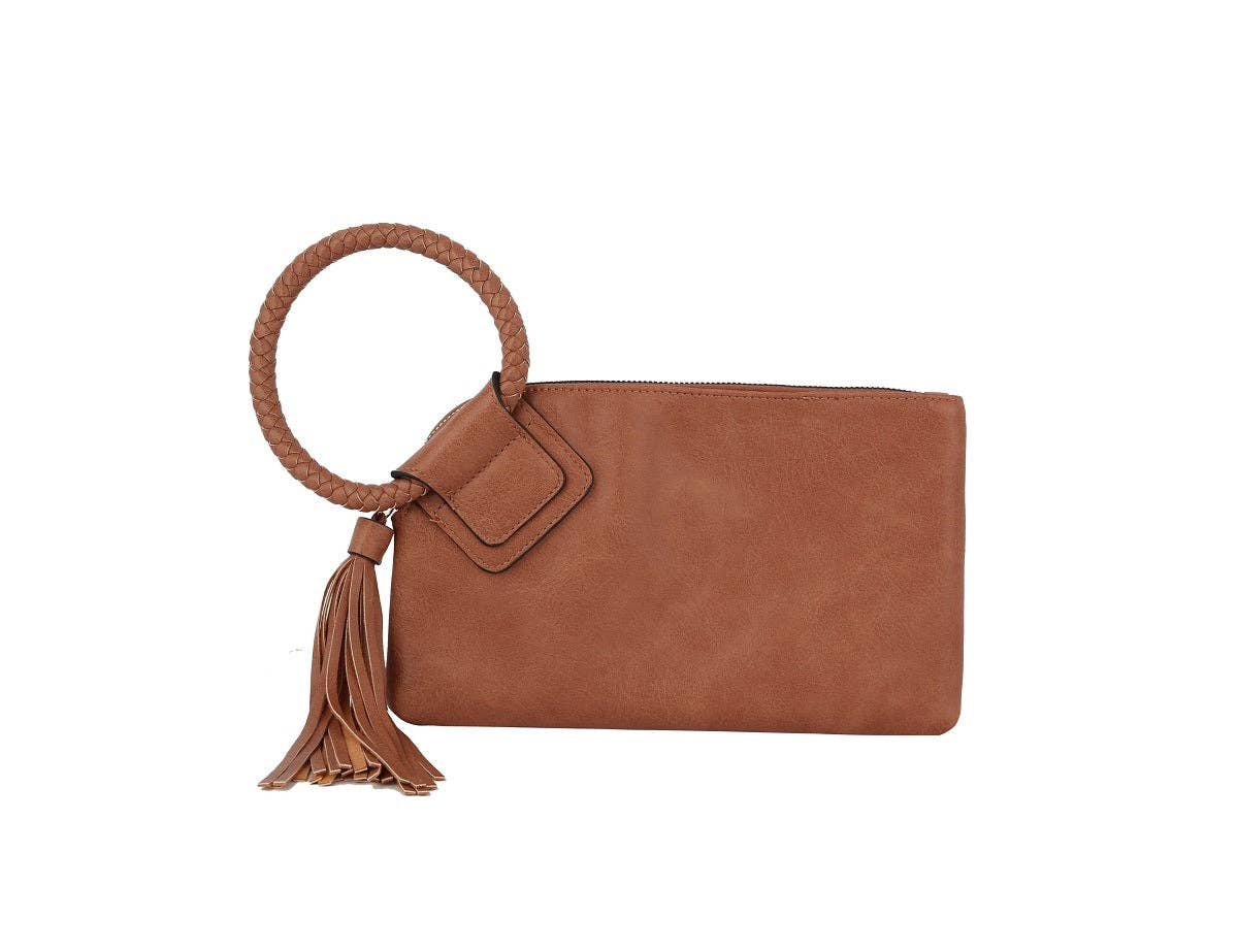 Boho Vegan Leather Wristlet/Clutch