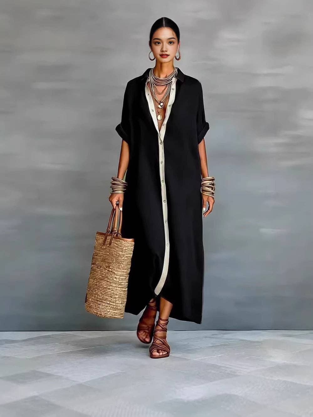 Color-Block Maxi Dress