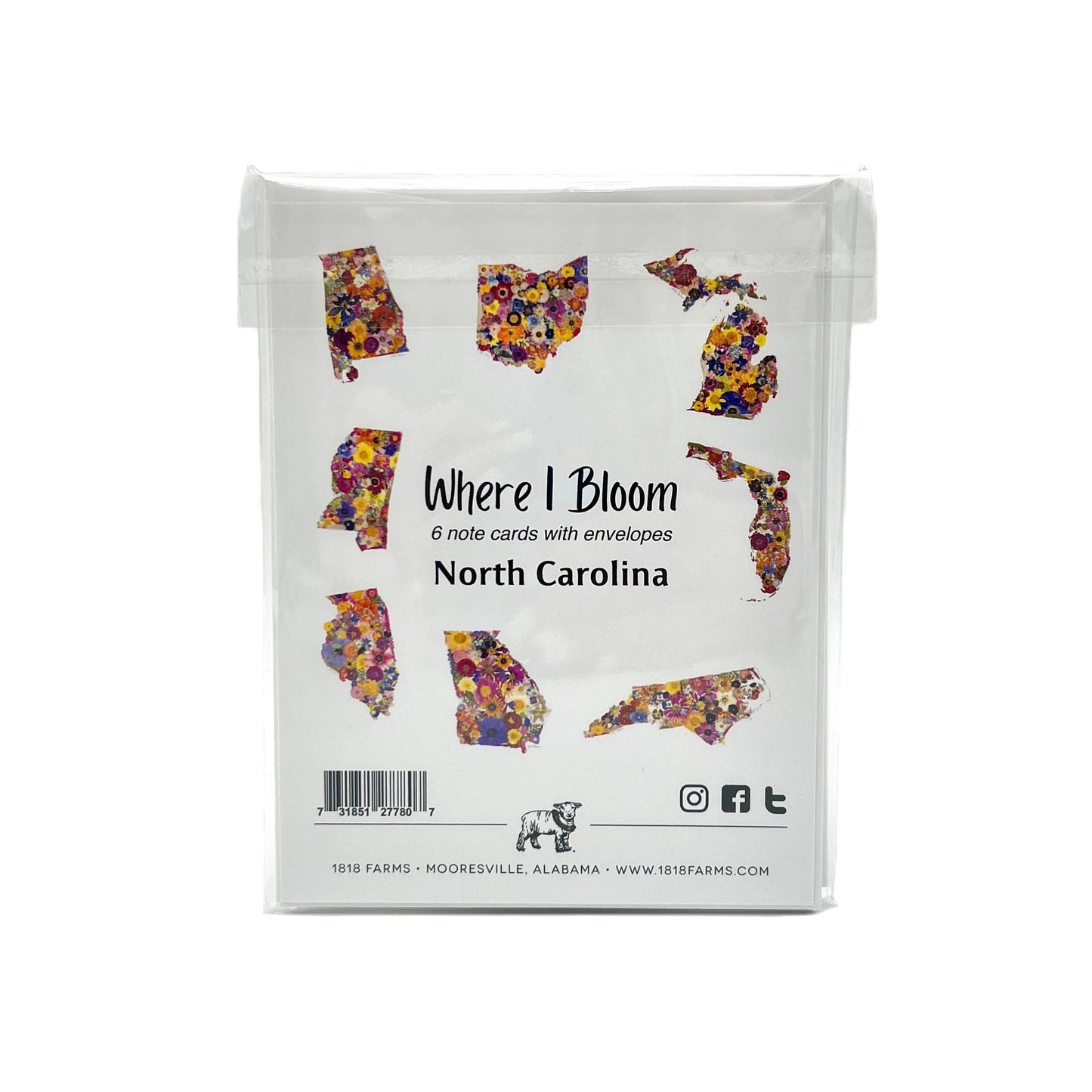 "Where I Bloom" North Carolina Notecards