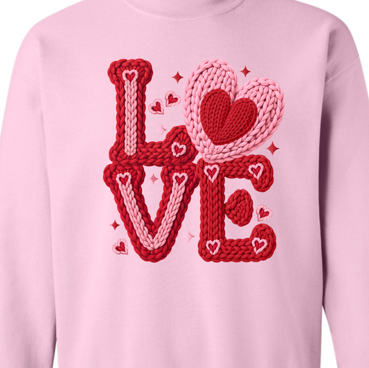 Faux Crochet Valentines Sweatshirt