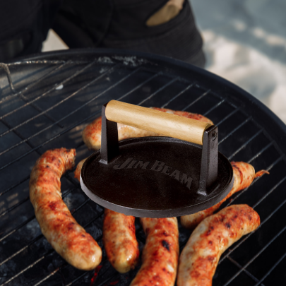 Jim Beam 7" Cast Iron Burger Press.