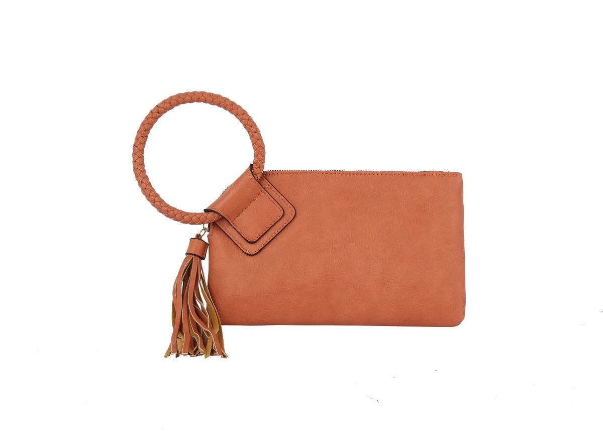 Boho Vegan Leather Wristlet/Clutch