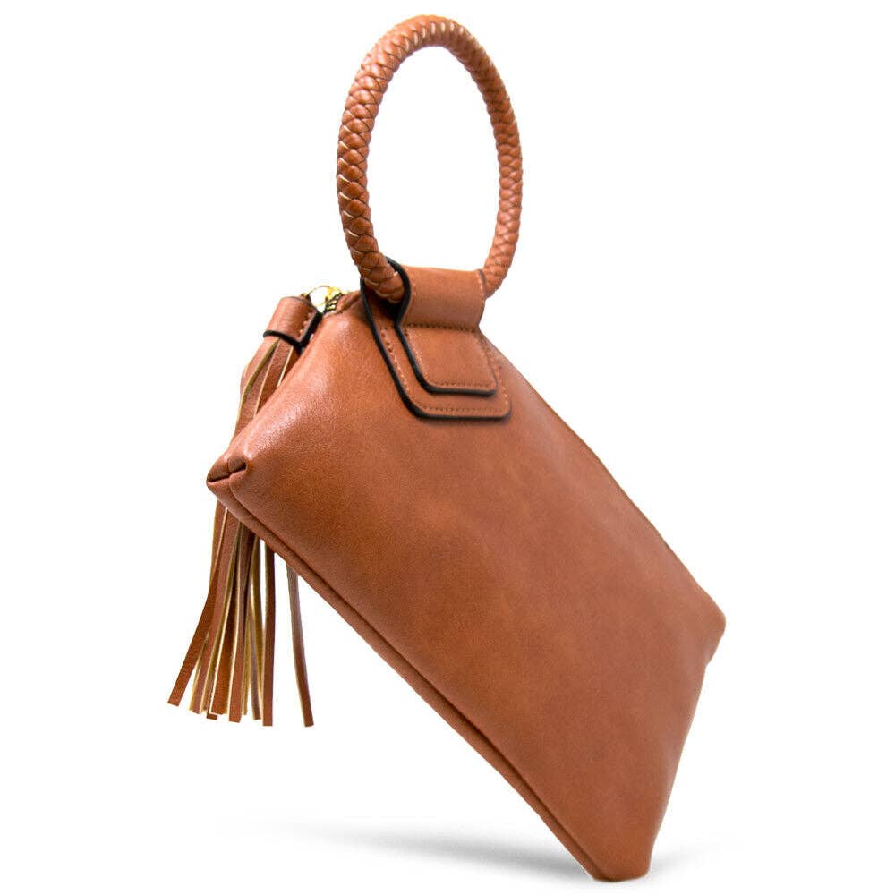 Boho Vegan Leather Wristlet/Clutch