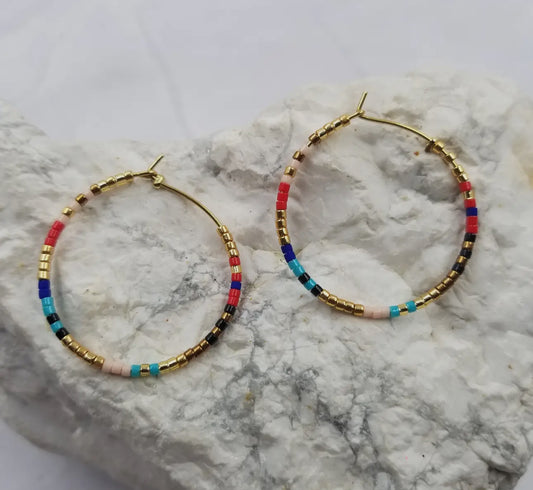 Boho Beaded Loop Earrings