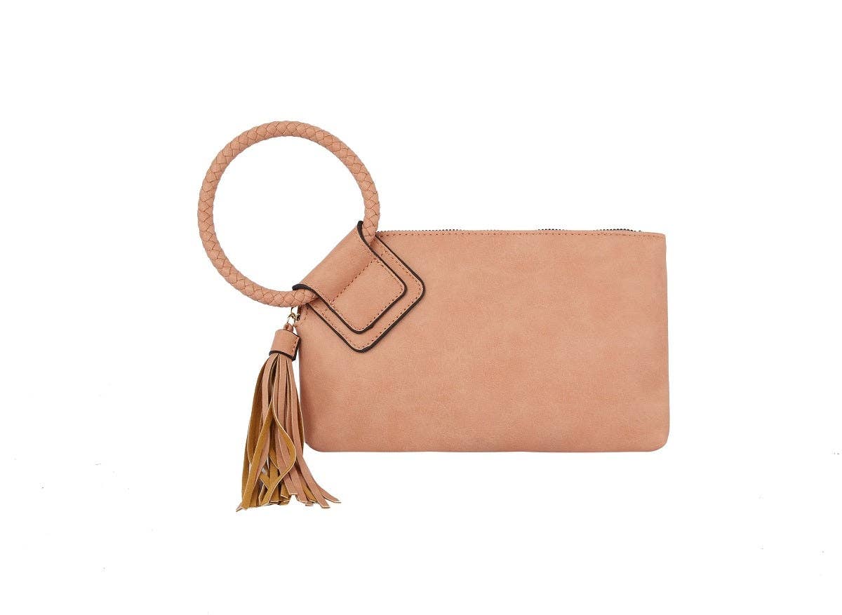 Boho Vegan Leather Wristlet/Clutch