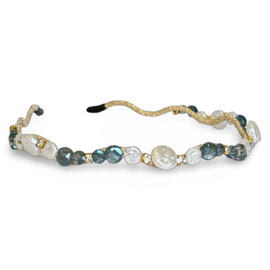 Wavy Oyster Pearl Headband - Ocean Blue