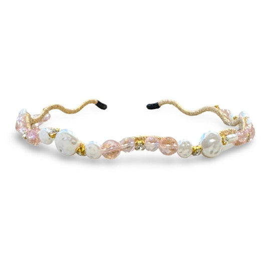 Wavy Oyster Pearl Headband - Pink