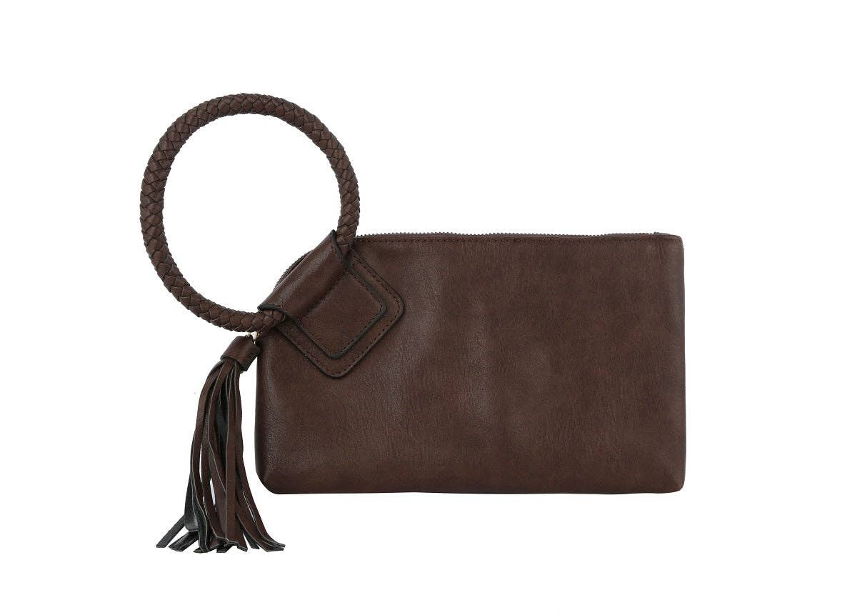 Boho Vegan Leather Wristlet/Clutch