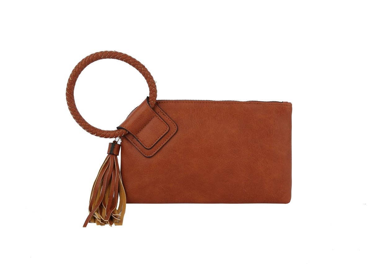 Boho Vegan Leather Wristlet/Clutch