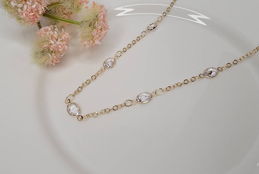 BETTYOH INC - OVAL CZ CHAIN LINK NECKLACE.