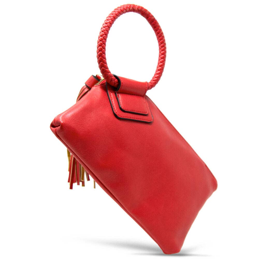 Boho Vegan Leather Wristlet/Clutch