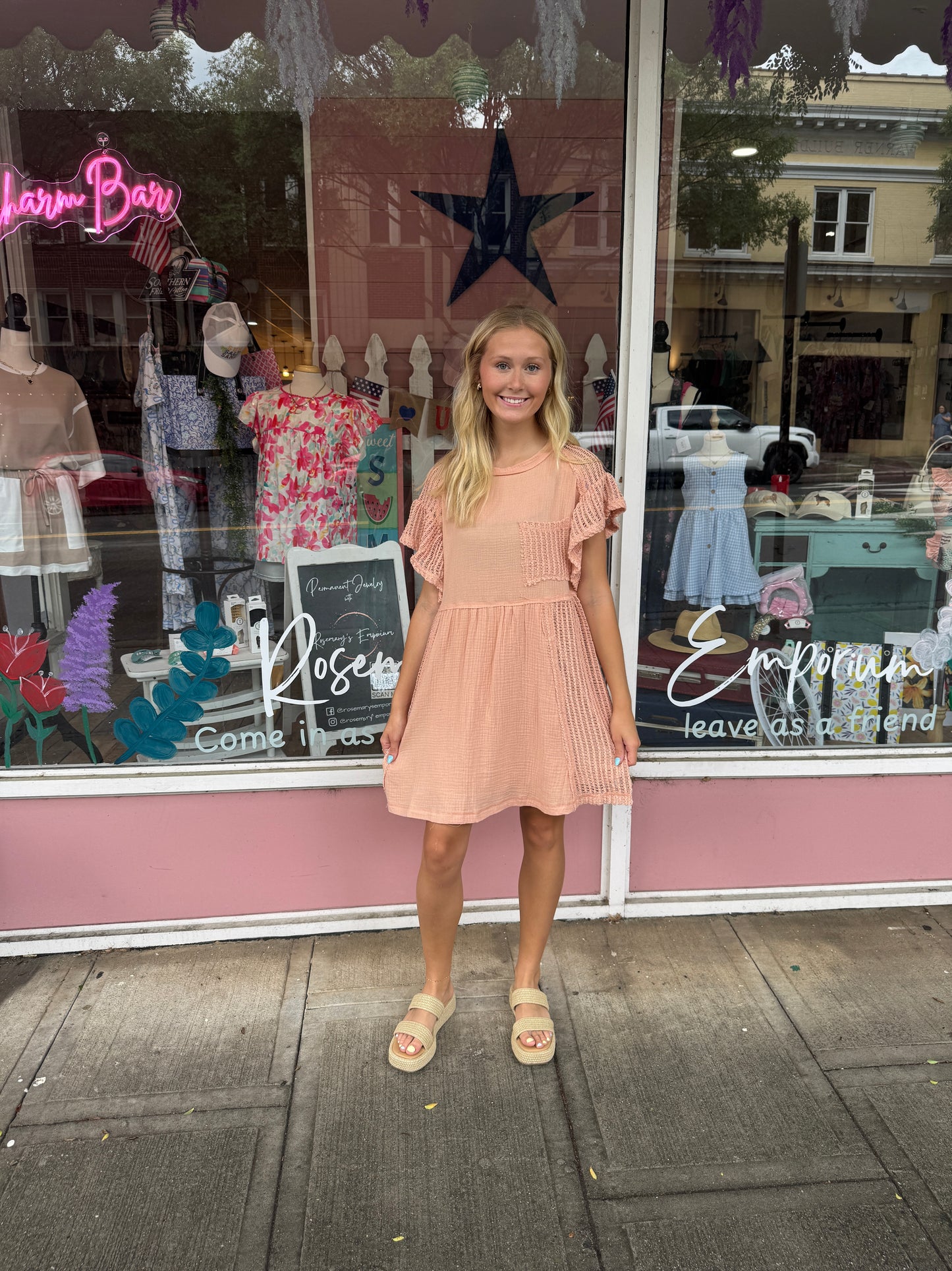 Waffle Knit Mini Dress-Very J