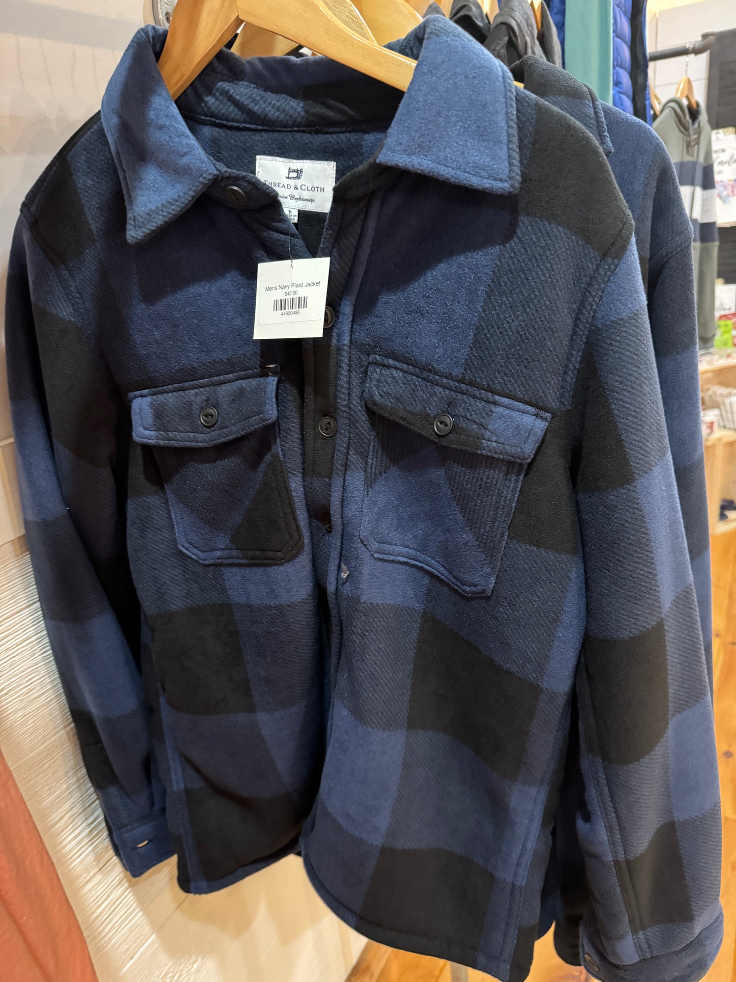 Mens Navy Plaid Jacket