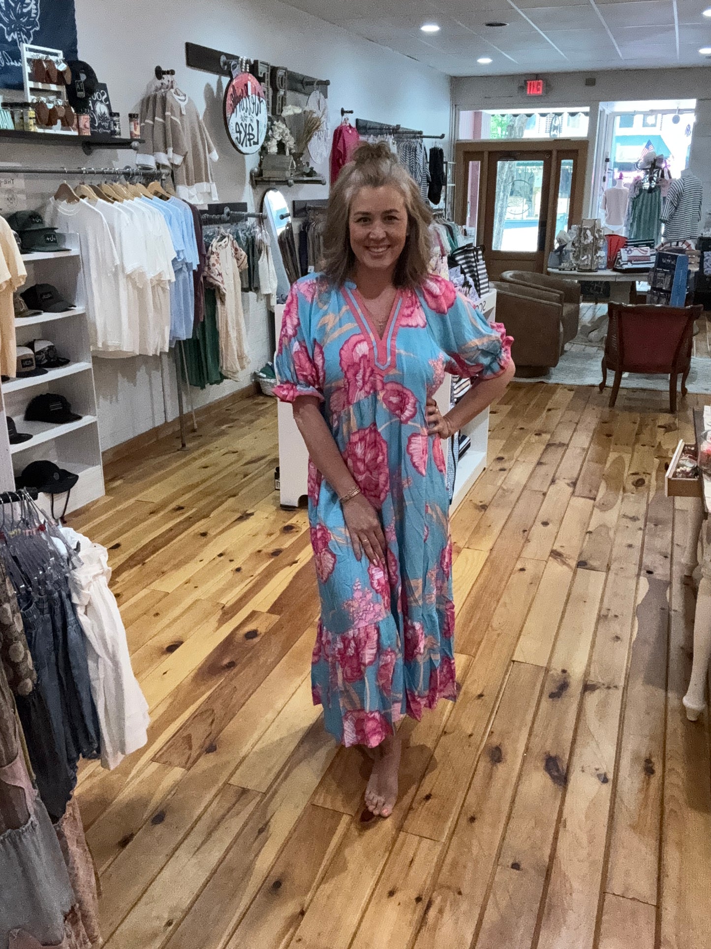 Umgee-Blue Floral Dress