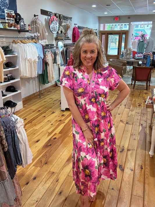 Umgee-Pink Floral Dress