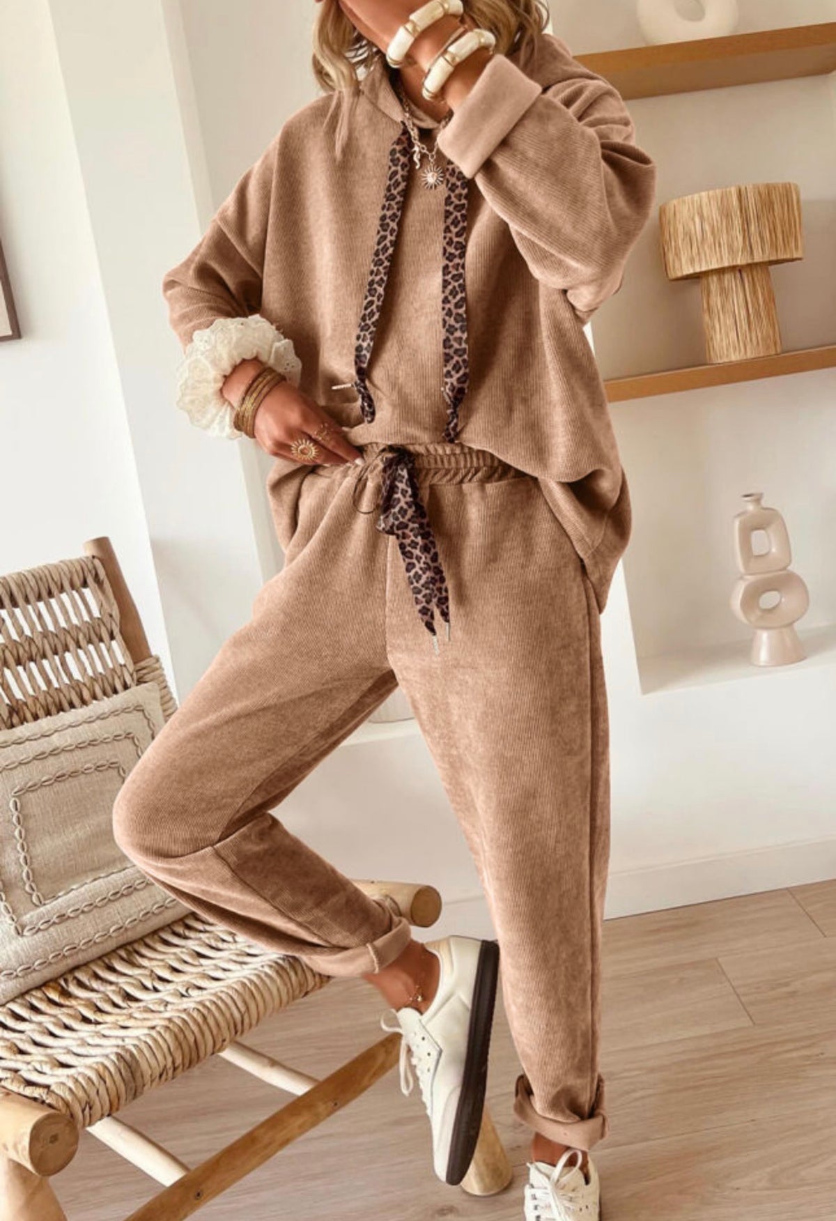 Cord 2 pc Set-Mocha Leopard