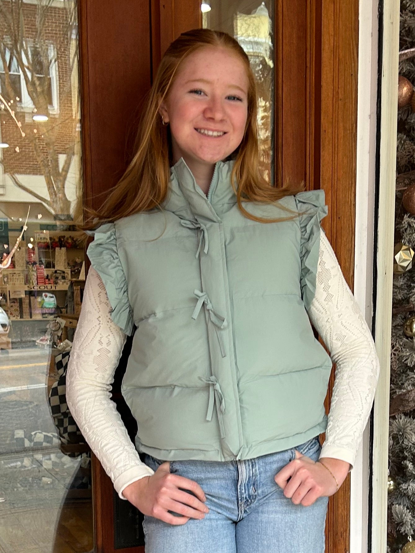 Very J Bow Puffer Vest