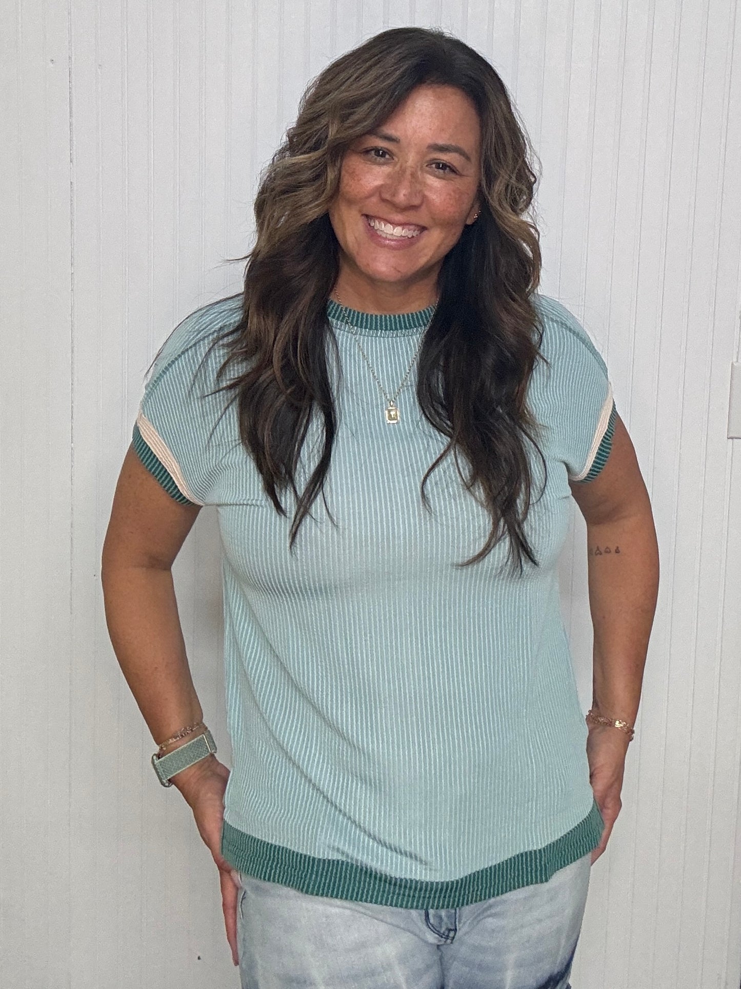 Ribbed Tee in Green