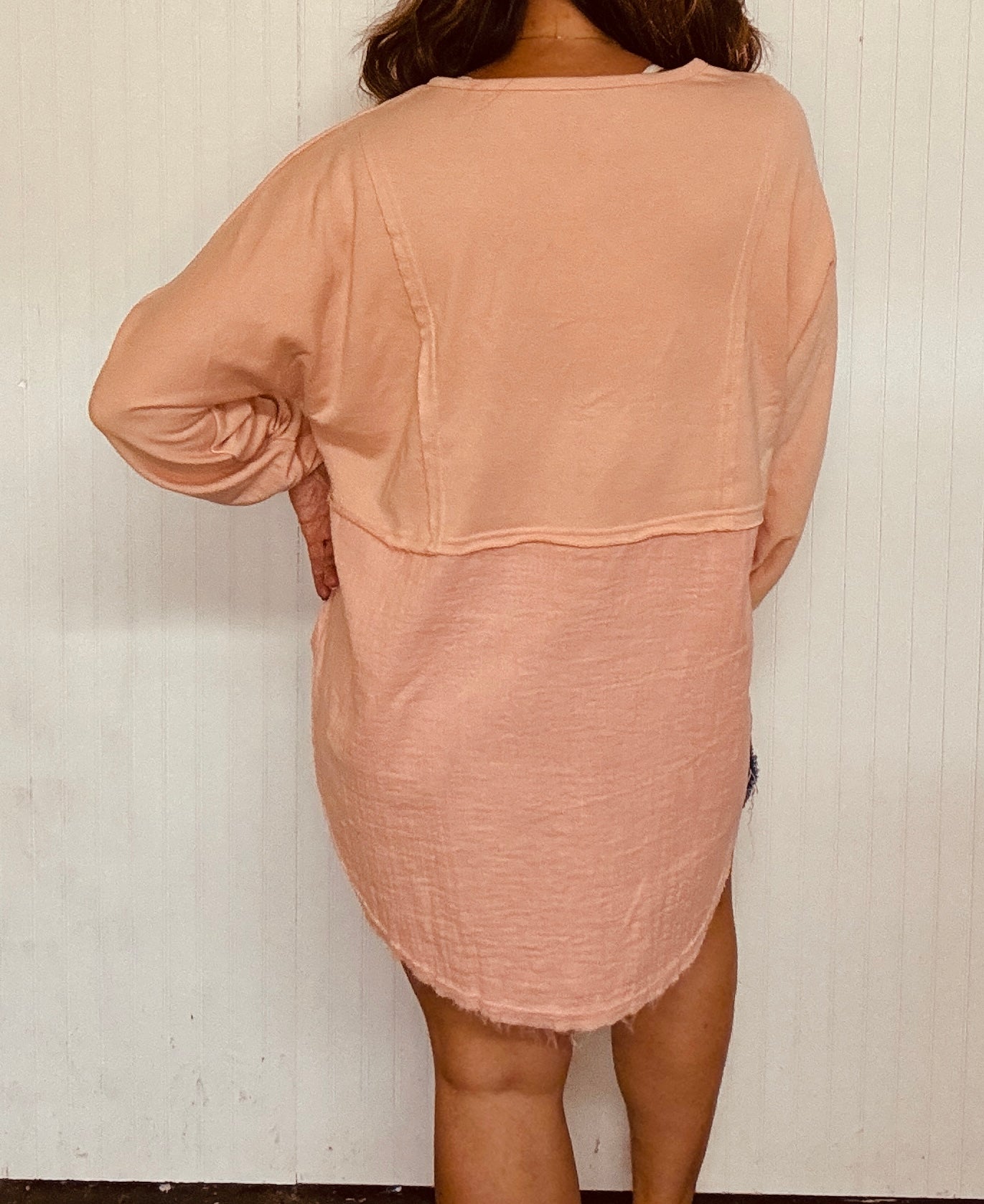 Oversized Crinkle Top - Soft Orange