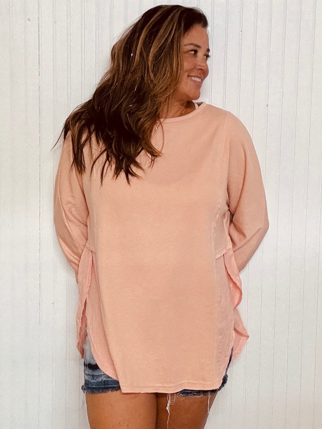 Oversized Crinkle Top - Soft Orange