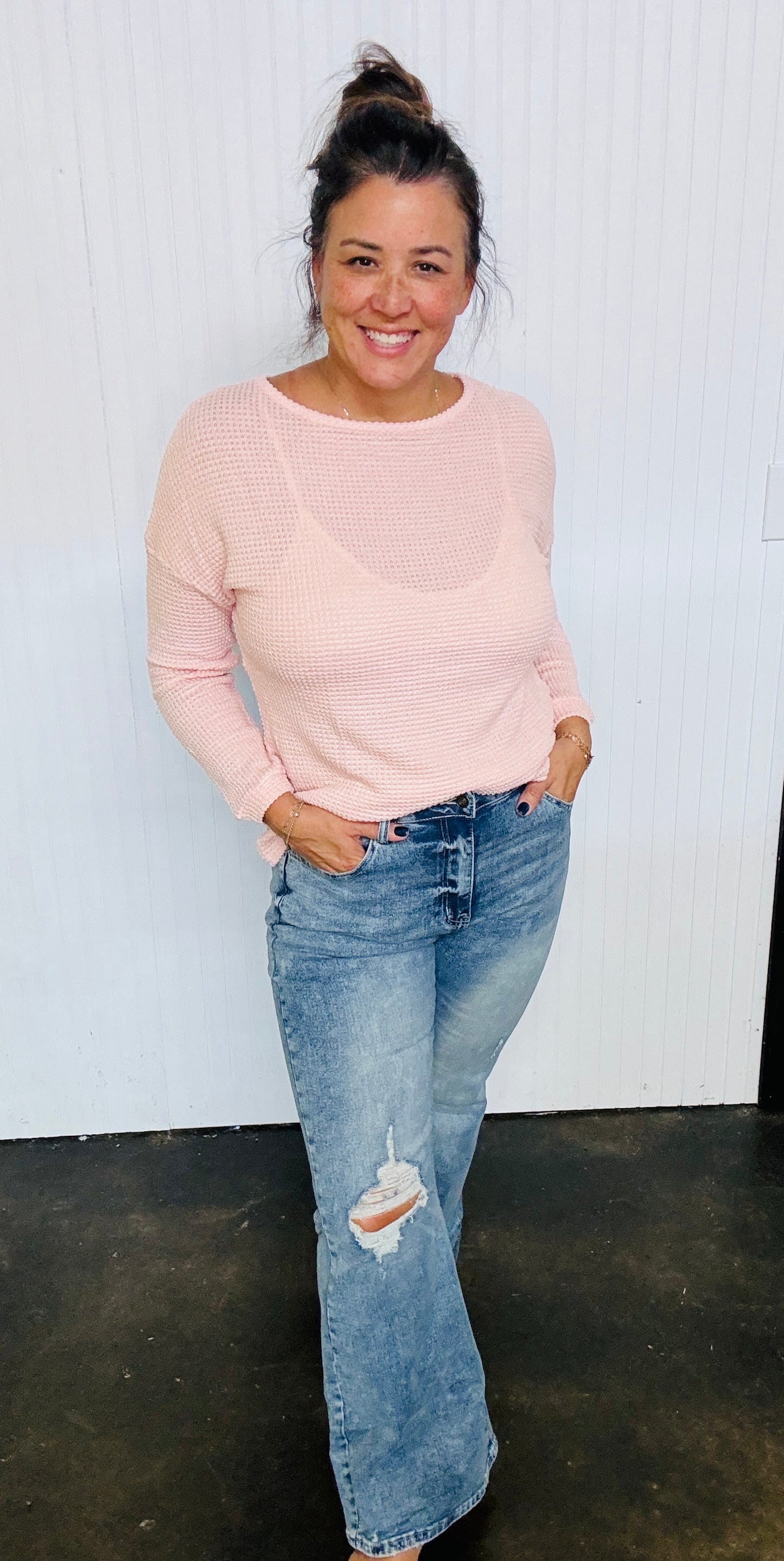 Distressed Flare Leg Jeans
