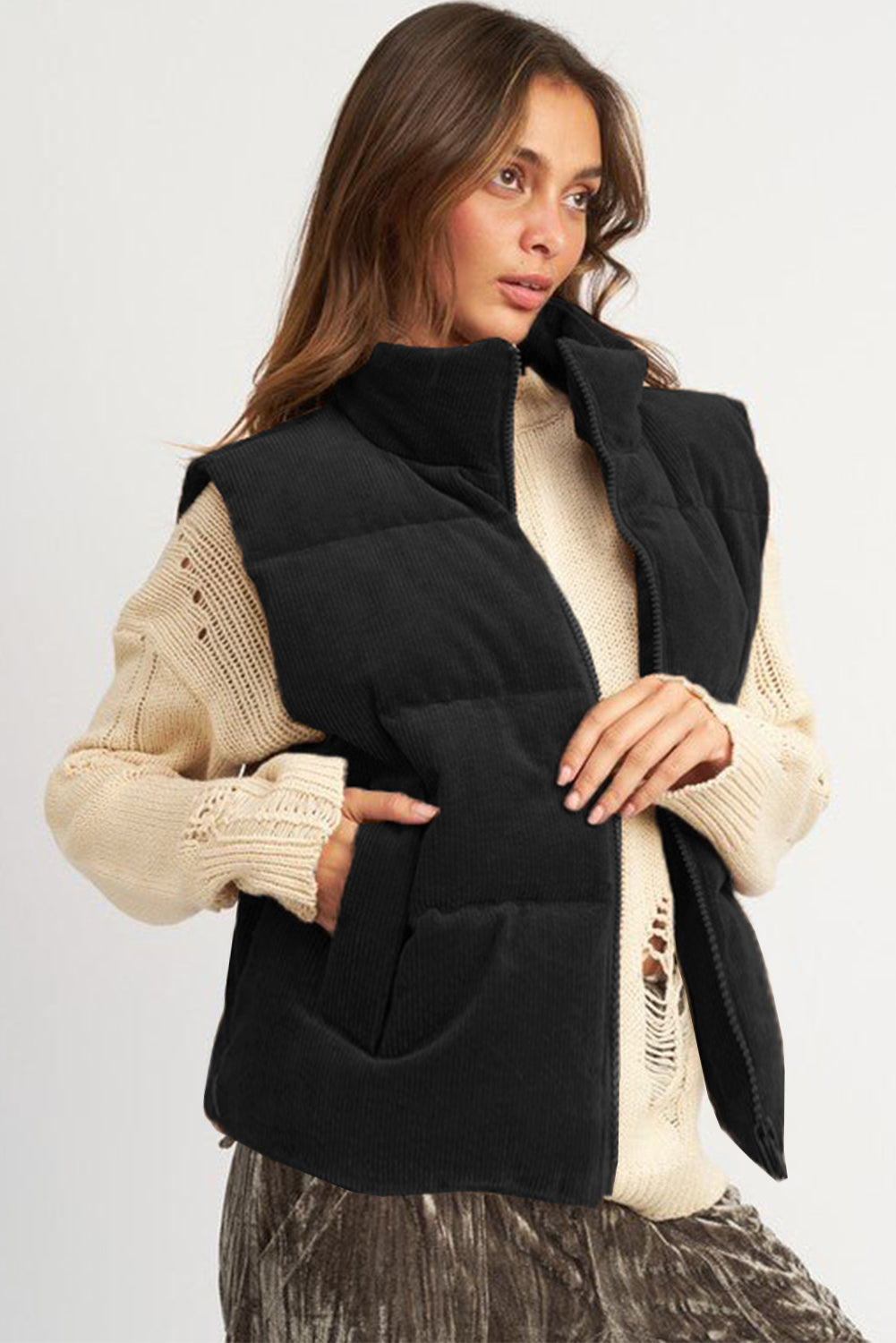 The Lori Cord Puffer Vest