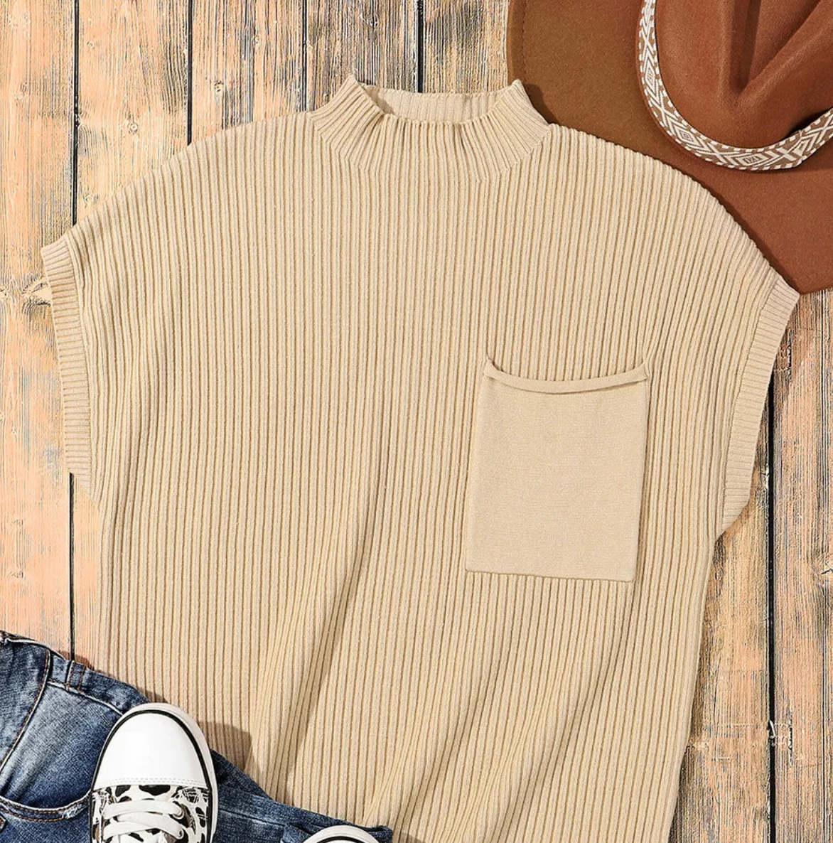 Ribbed SS Sweater