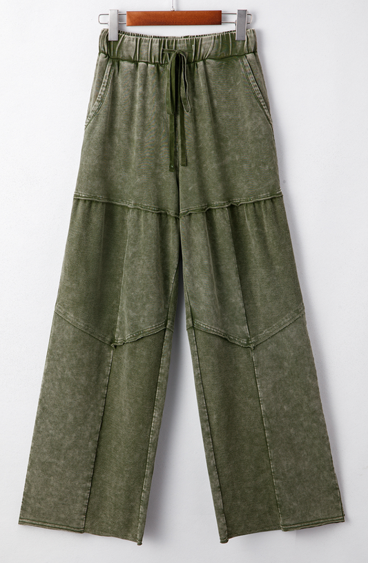 Mineral Washed Wide Leg Pants