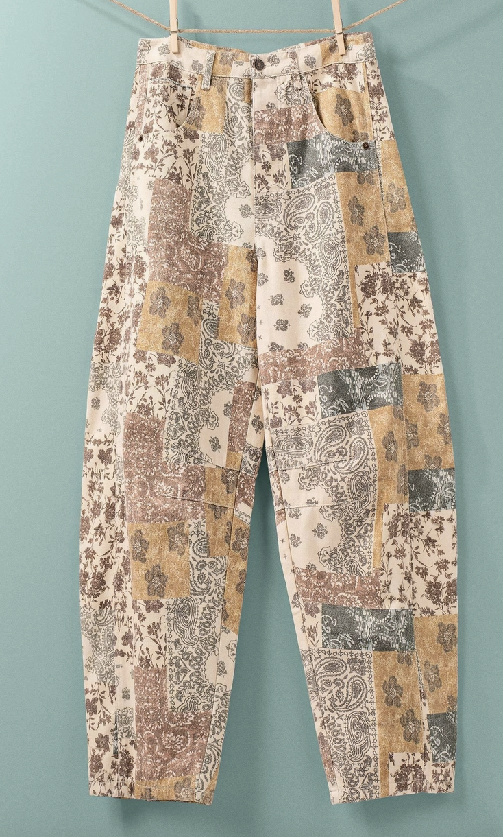 Boho Floral Barrel Pants