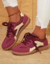 Burgundy Lace Up Sneakers