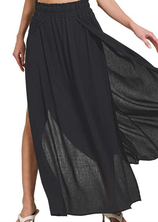 Black Gauze Maxi Skirt