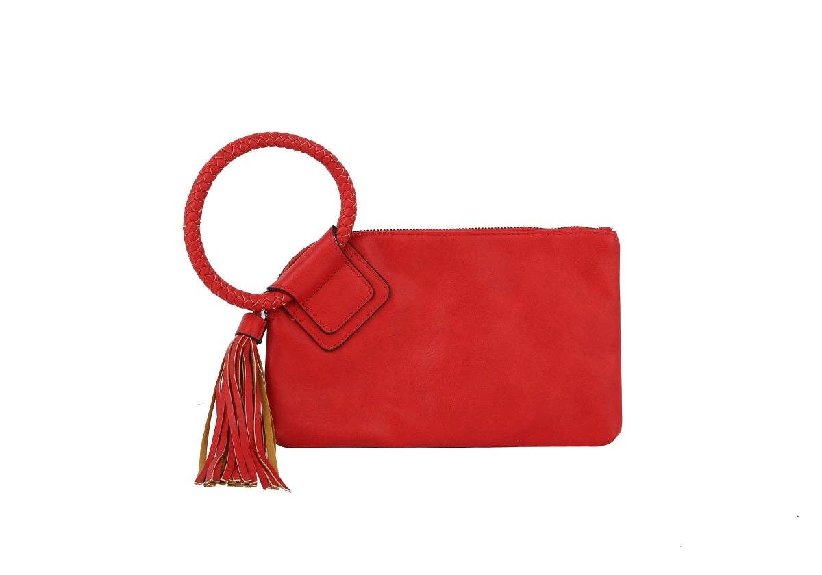 Boho Vegan Leather Wristlet/Clutch