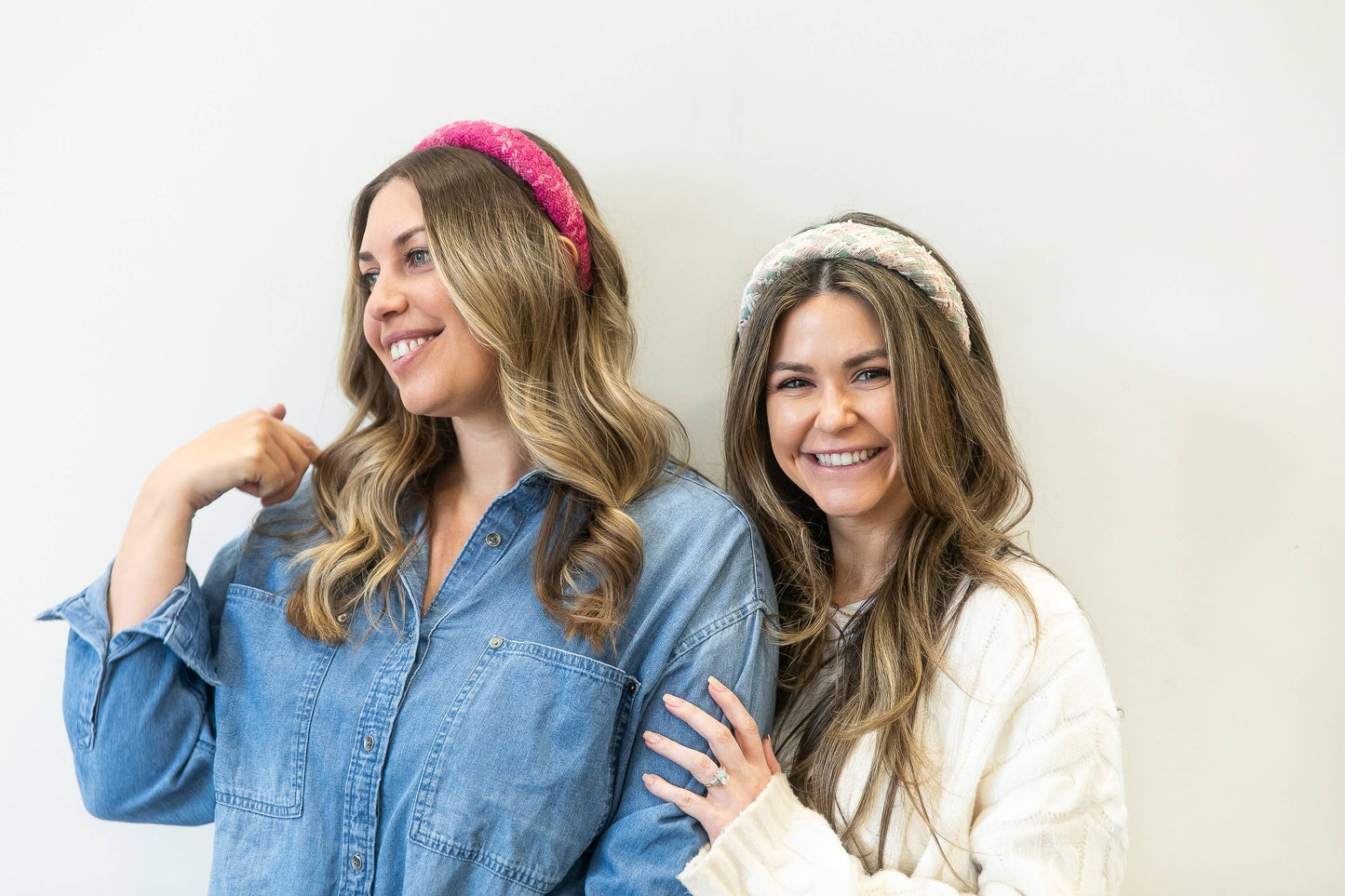 Padded Headband - Hot Pink Checked Woven