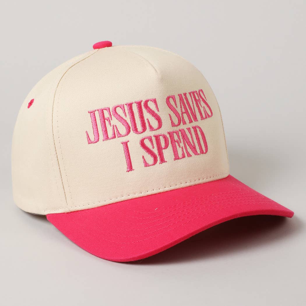 Jesus Saves, I Spend Embroidery Trucker Hat