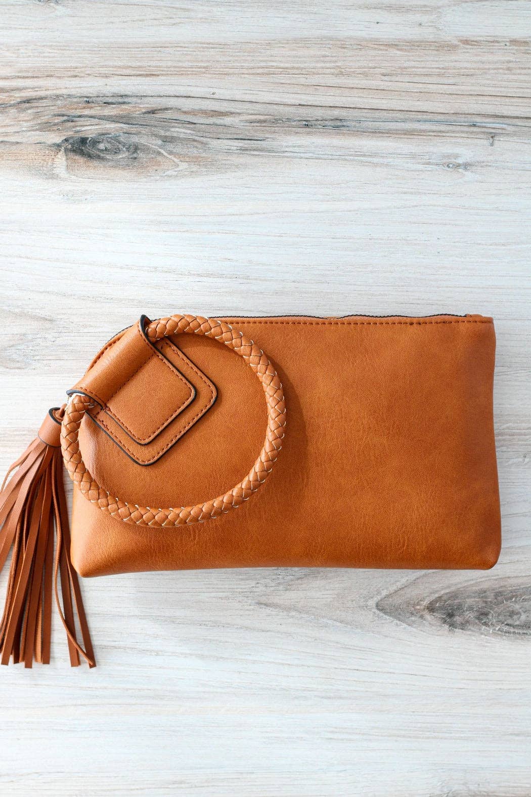 Boho Vegan Leather Wristlet/Clutch