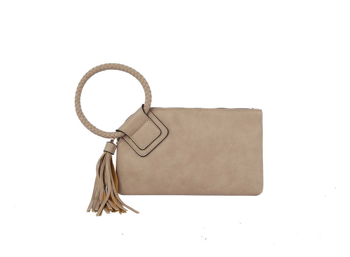 Boho Vegan Leather Wristlet/Clutch