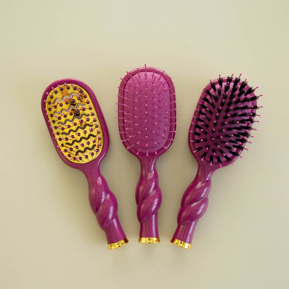 TELETIES - Mini Boar Bristle Hair Brush - Mulberry