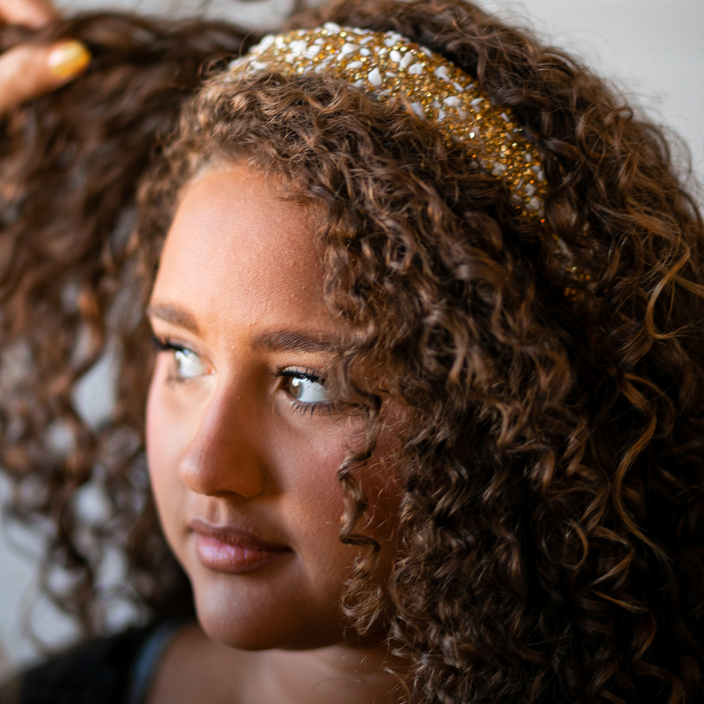 All That Glitters Headband - Cream + Gold