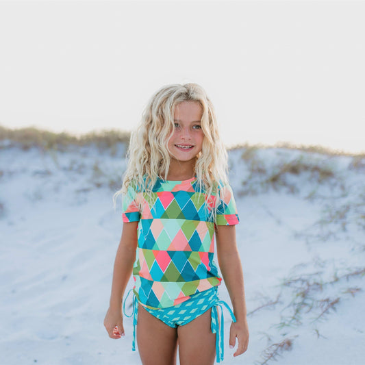 Diamond Rash Guard Swimsuit Set