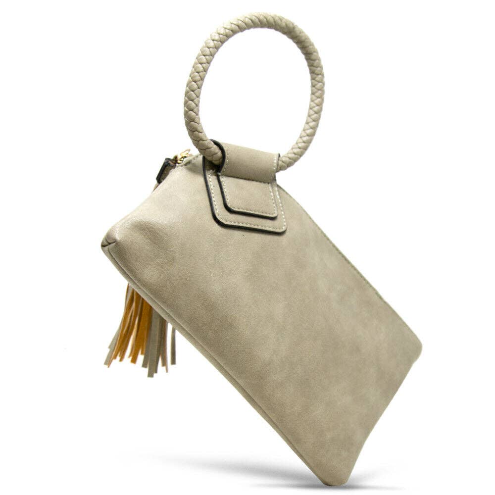 Boho Vegan Leather Wristlet/Clutch