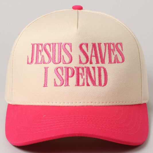 Jesus Saves, I Spend Embroidery Trucker Hat