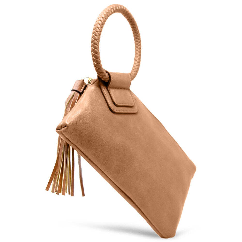 Boho Vegan Leather Wristlet/Clutch