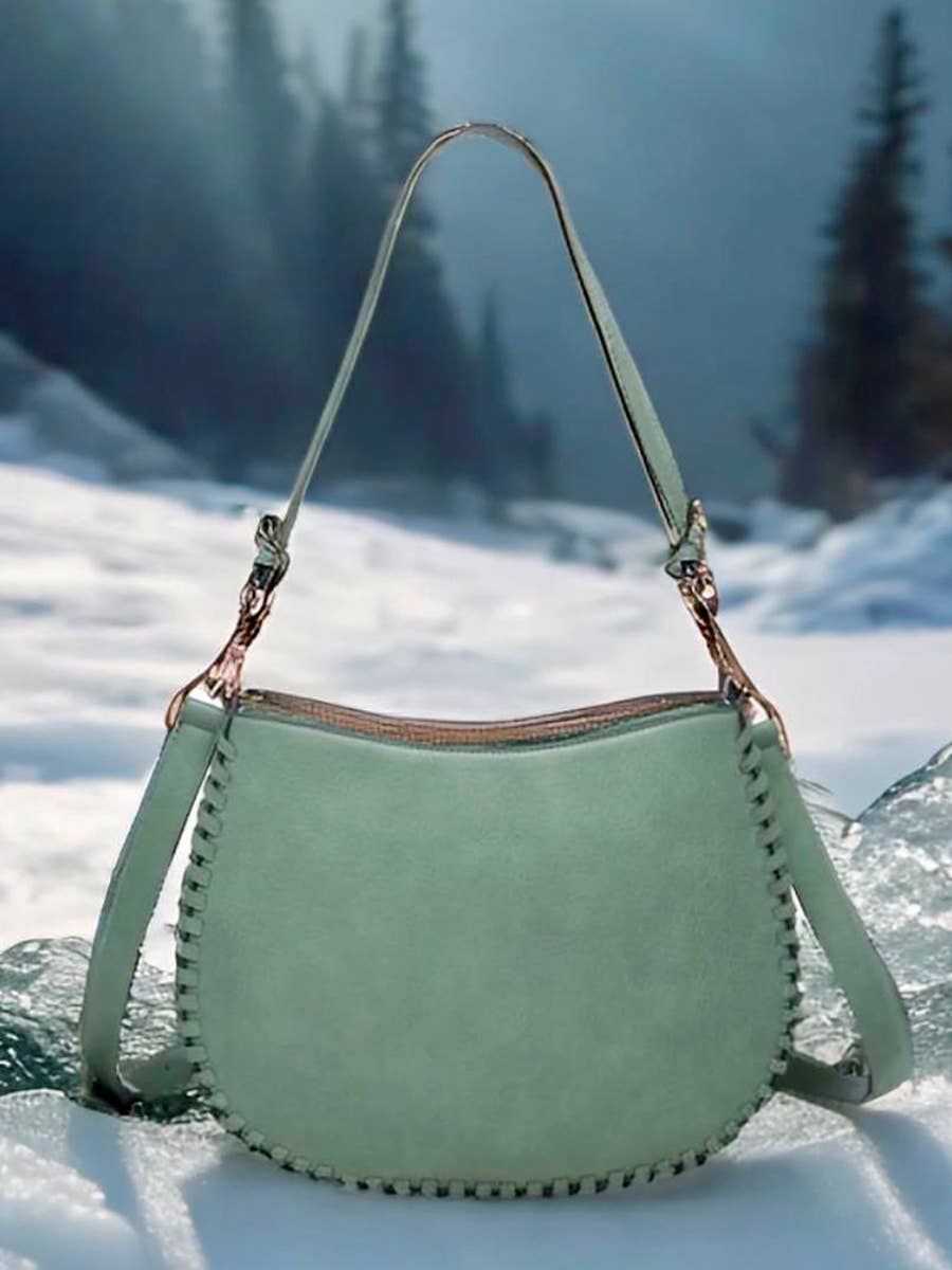 Jen & Co. Raquel Whipstitch Trim Saddle Bag