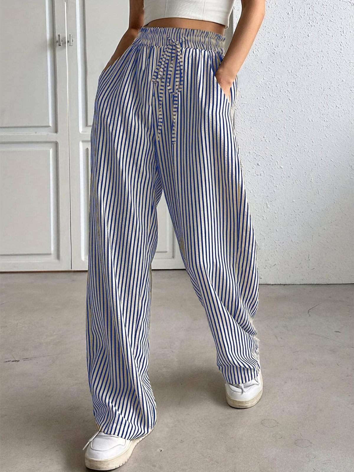 Blue Striped Pants
