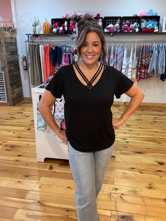 Black Criss Cross Top