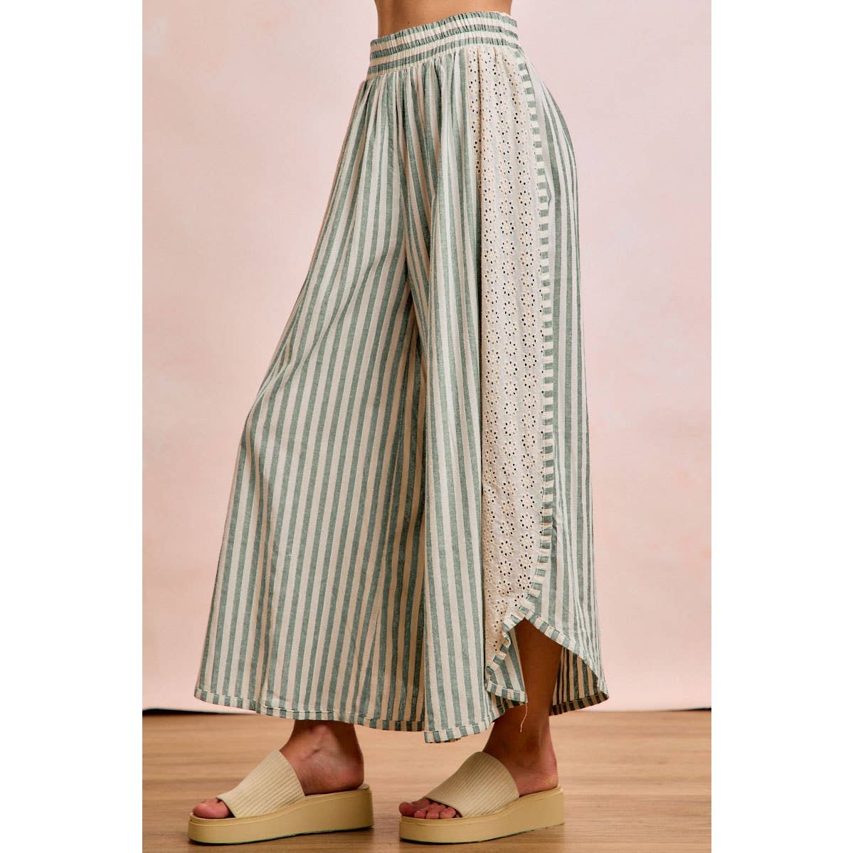 Wide Leg Pants w/eyelet lace